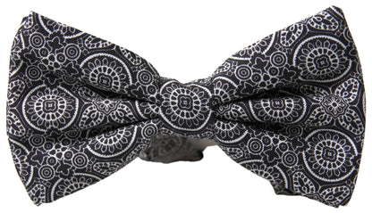 Dolce &amp;amp; Gabbana Svartvit Mönster Justerbar Halsringning Papillon Fluga