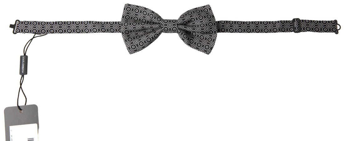Dolce &amp;amp; Gabbana Svartvit Mönster Justerbar Halsringning Papillon Fluga
