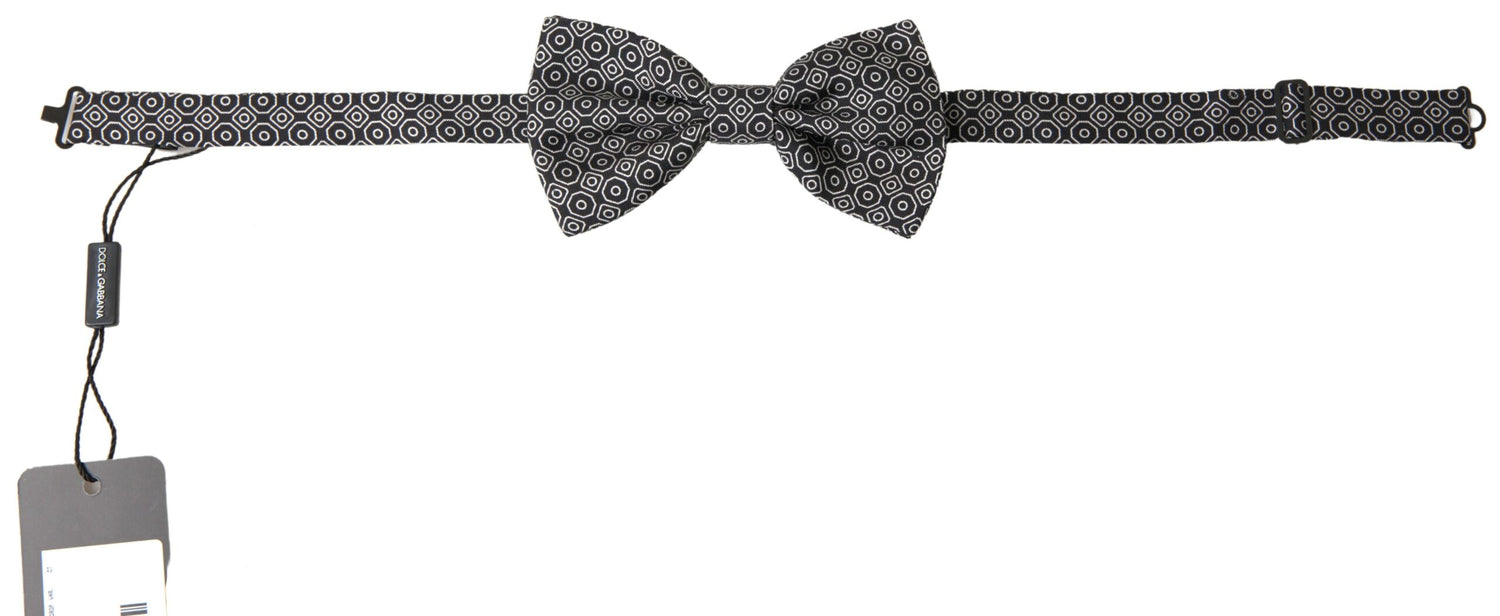 Dolce &amp;amp; Gabbana Svartvit Mönster Justerbar Halsringning Papillon Fluga