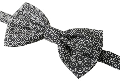 Dolce &amp;amp; Gabbana Svartvit Mönster Justerbar Halsringning Papillon Fluga