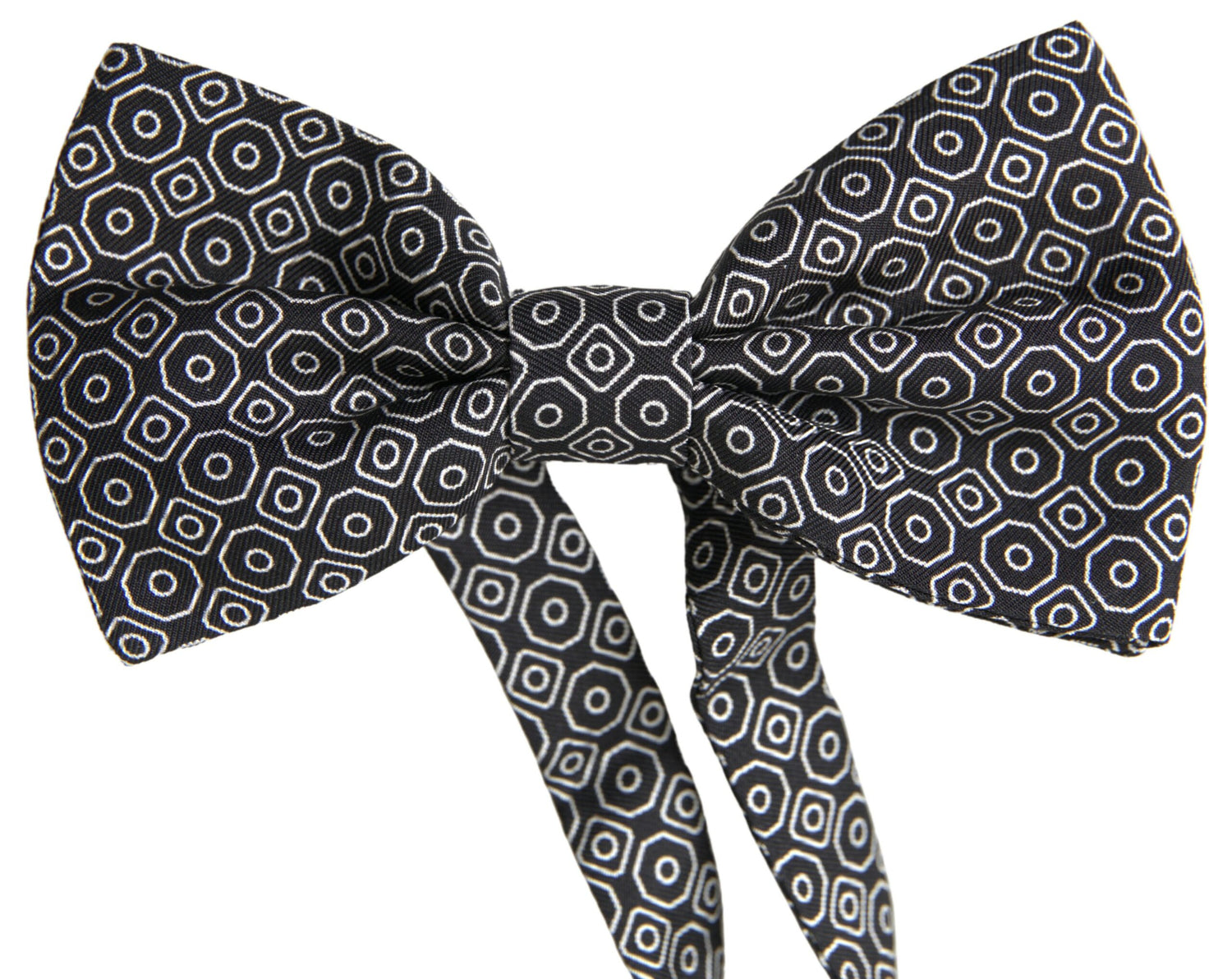 Dolce &amp;amp; Gabbana Svartvit Mönster Justerbar Halsringning Papillon Fluga