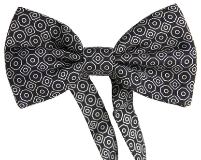 Dolce &amp;amp; Gabbana Svartvit Mönster Justerbar Halsringning Papillon Fluga