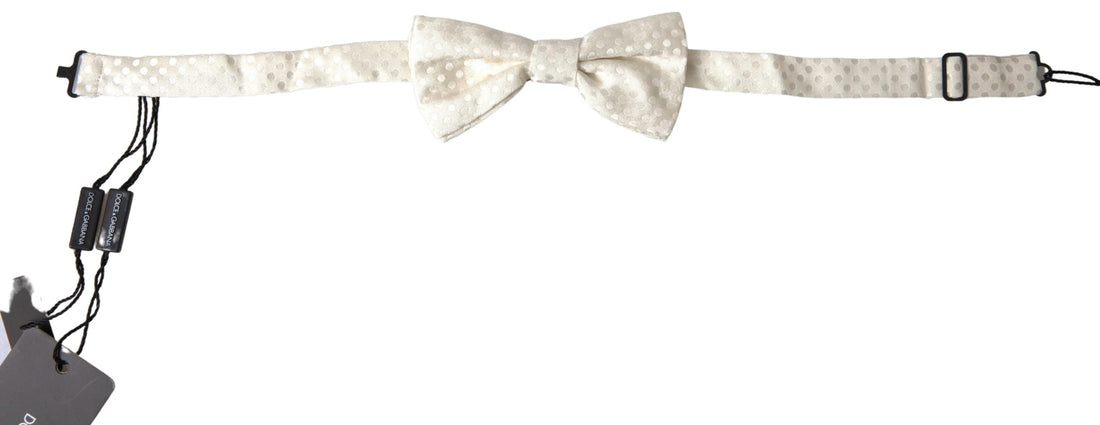 Dolce &amp;amp; Gabbana Elfenbensvit Fantasimönster Justerbar Halsringning Papillon Fluga