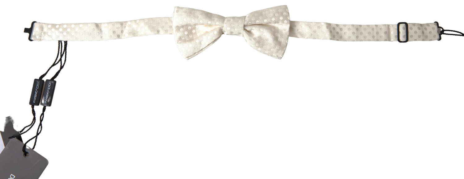 Dolce &amp;amp; Gabbana Elfenbensvit Fantasimönster Justerbar Halsringning Papillon Fluga