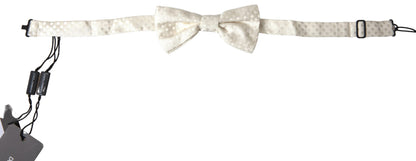 Dolce &amp;amp; Gabbana Elfenbensvit Fantasimönster Justerbar Halsringning Papillon Fluga