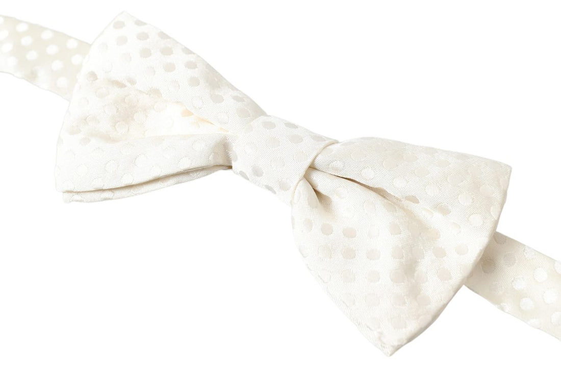 Dolce &amp;amp; Gabbana Elfenbensvit Fantasimönster Justerbar Halsringning Papillon Fluga