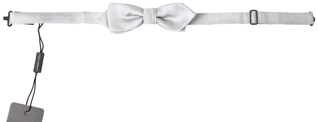 Dolce &amp;amp; Gabbana Grå Siden Justerbar Herrfluga med Papillon-krage