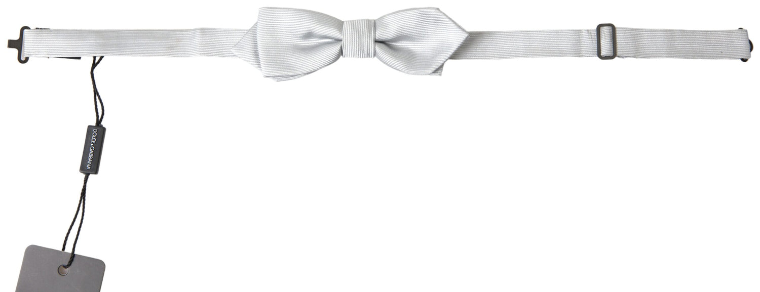 Dolce &amp;amp; Gabbana Grå Siden Justerbar Herrfluga med Papillon-krage