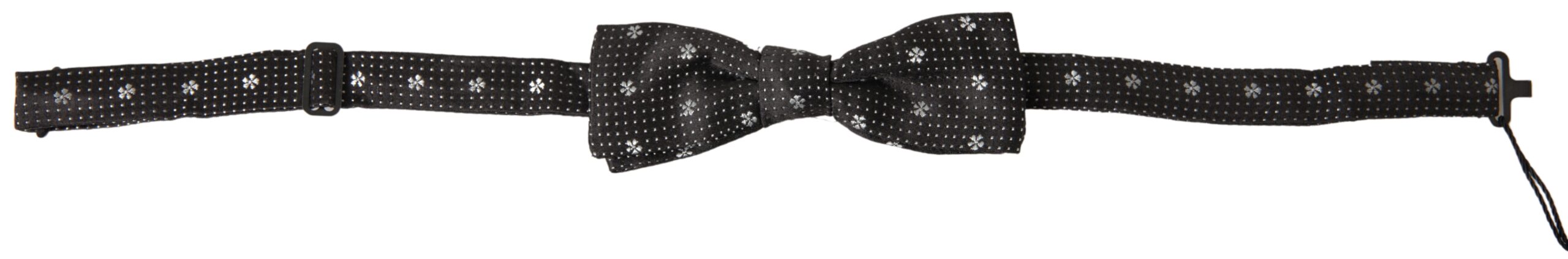 Dolce &amp;amp; Gabbana Svart Mönstrad Siden Justerbar Herrfluga med Papillon-Neck