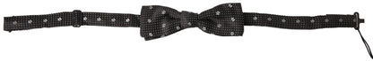 Dolce &amp;amp; Gabbana Svart Mönstrad Siden Justerbar Herrfluga med Papillon-Neck