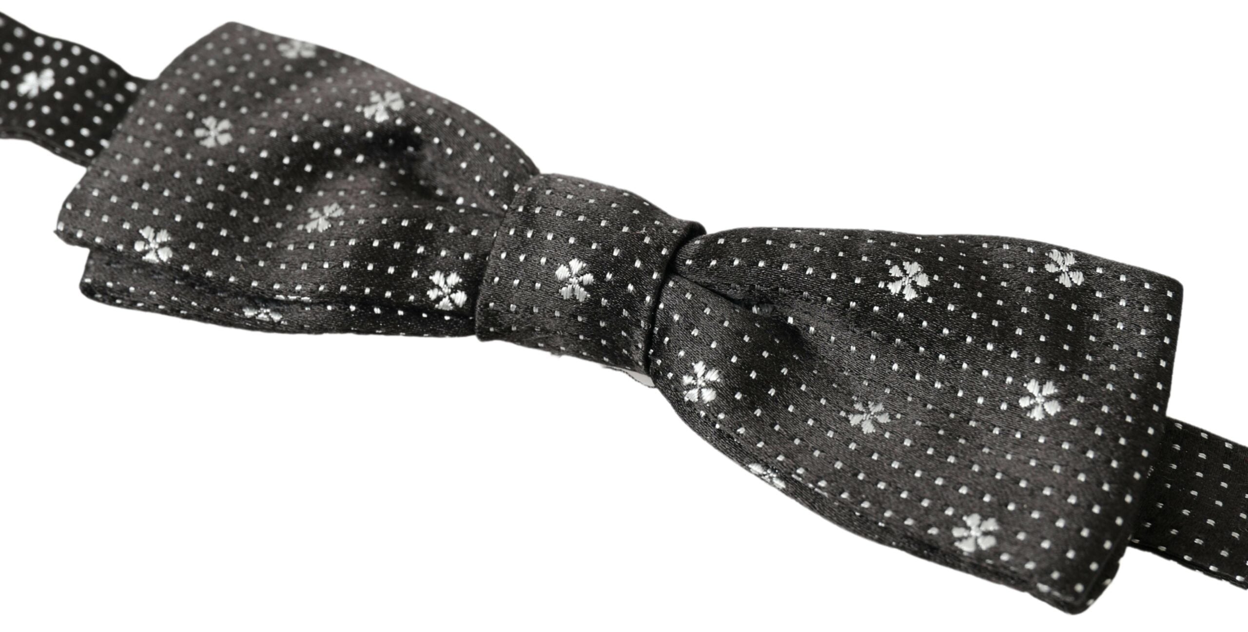 Dolce &amp;amp; Gabbana Svart Mönstrad Siden Justerbar Herrfluga med Papillon-Neck