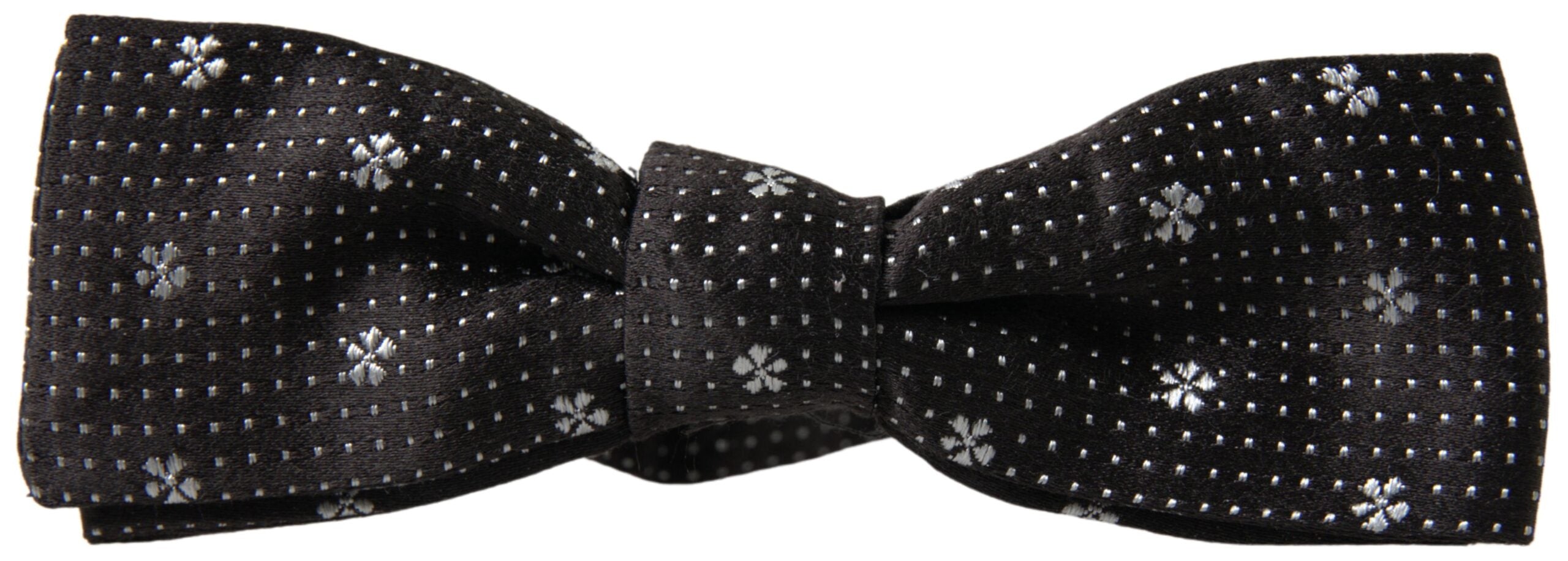 Dolce &amp;amp; Gabbana Svart Mönstrad Siden Justerbar Herrfluga med Papillon-Neck