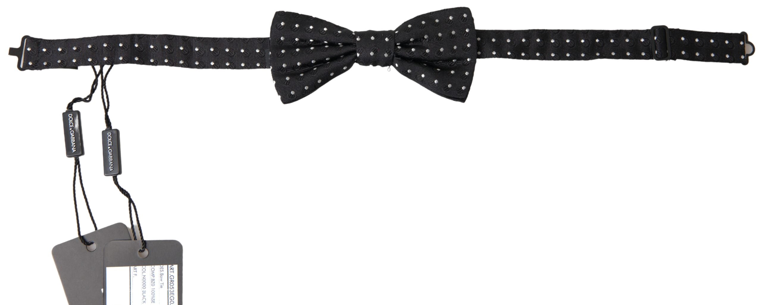 Dolce &amp;amp; Gabbana Svart Prickig Siden Justerbar Herrfluga med Papillon-krage