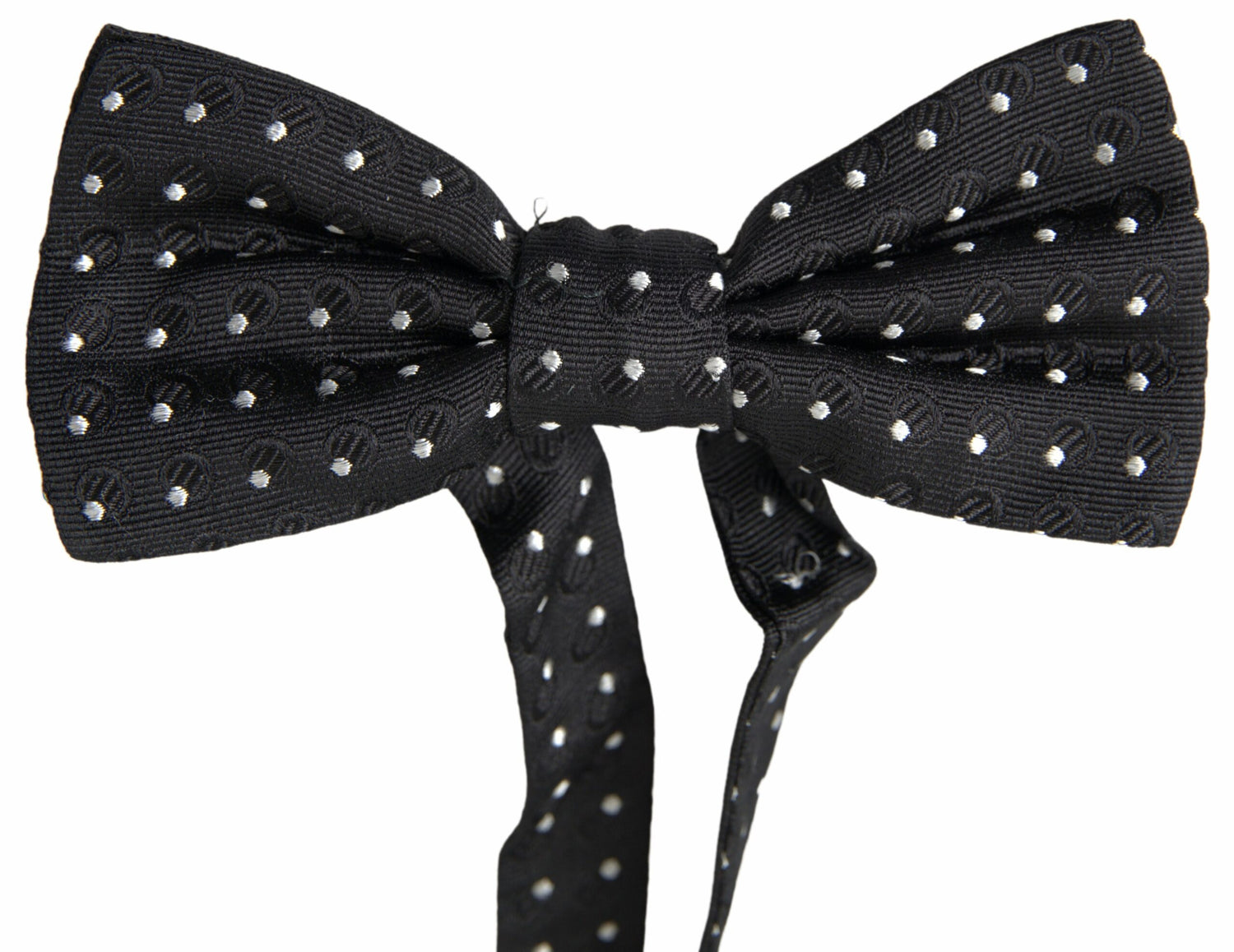 Dolce &amp;amp; Gabbana Svart Prickig Siden Justerbar Herrfluga med Papillon-krage
