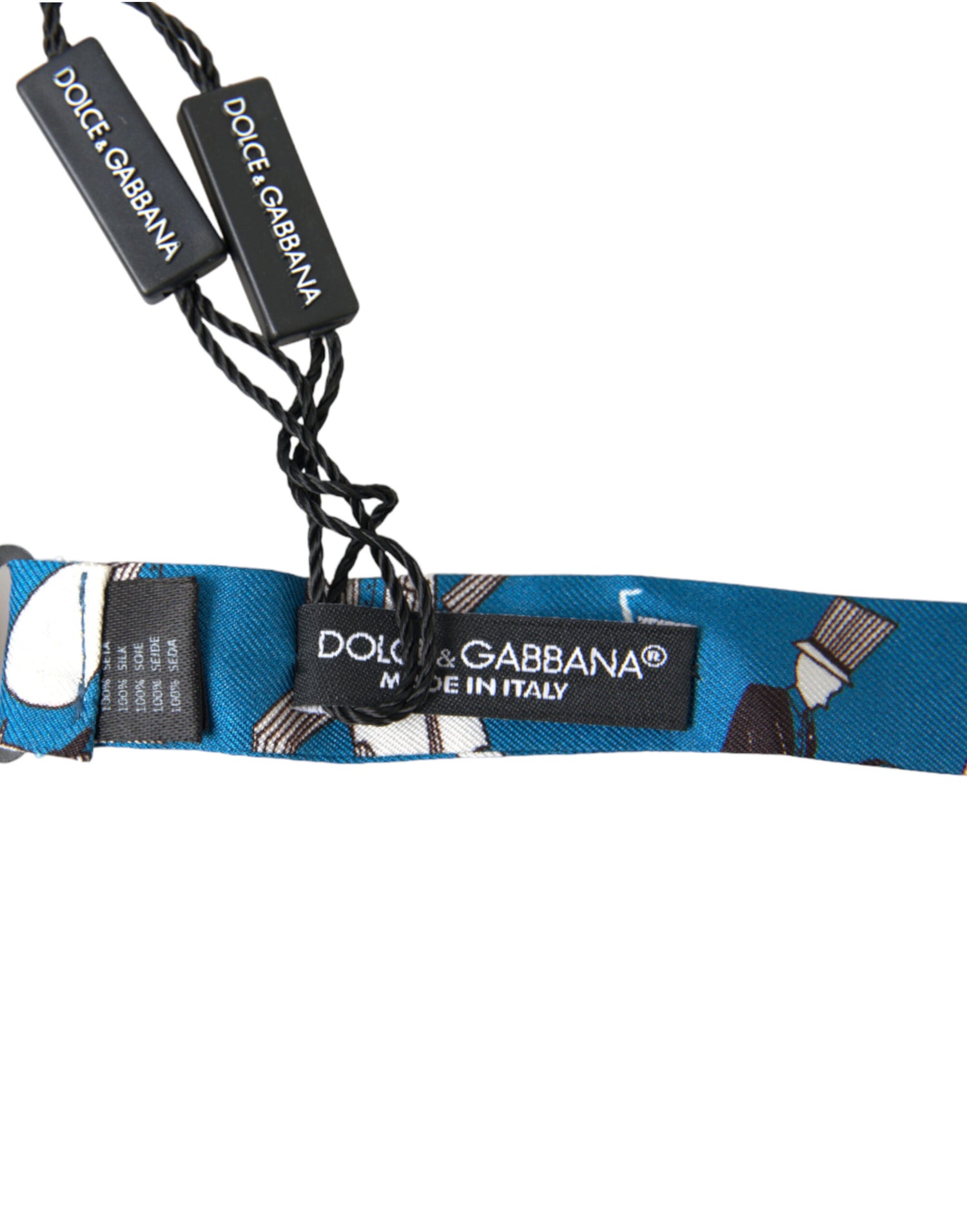 Dolce &amp;amp; Gabbana Blå Jazz Club Sidenfluga med Justerbar Halsringning och Papillonmönster