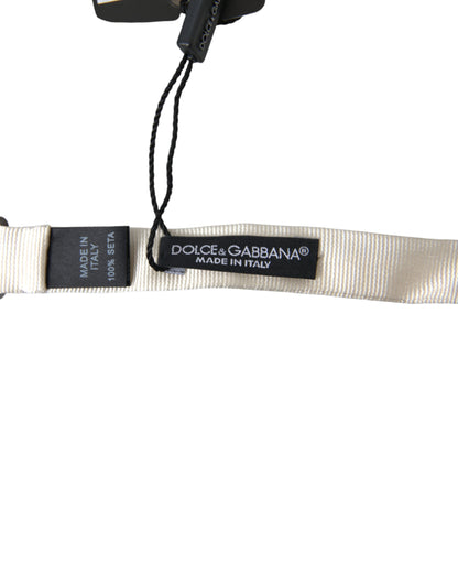 Dolce &amp;amp; Gabbana Vit Siden Smal Justerbar Halsringning Papillon Fluga