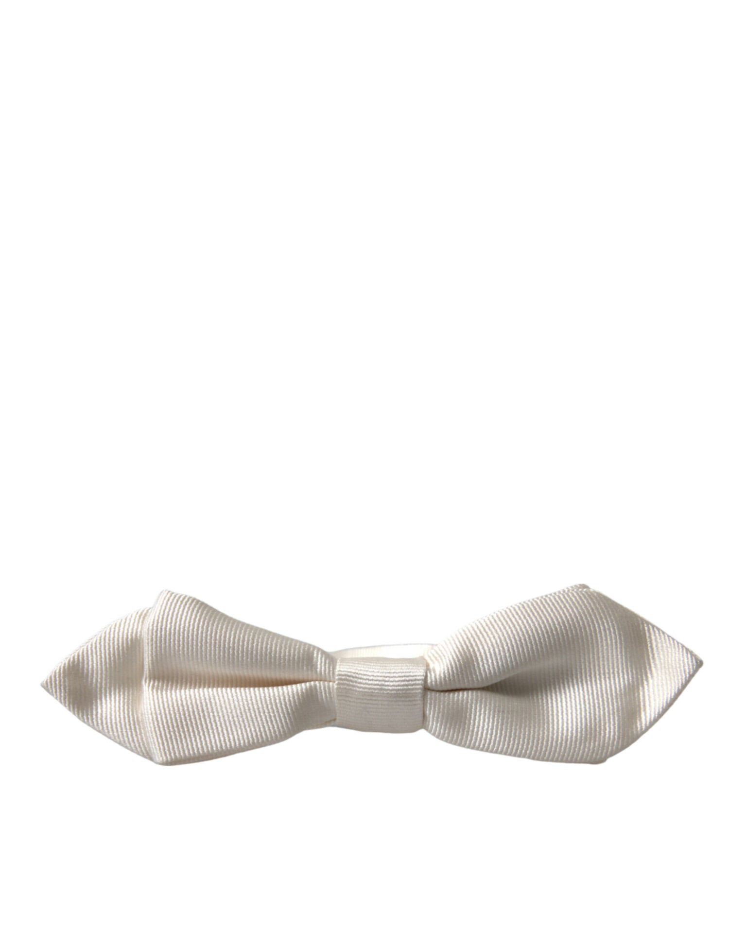 Dolce &amp;amp; Gabbana Vit Siden Smal Justerbar Halsringning Papillon Fluga