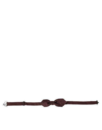 Dolce &amp;amp; Gabbana Röd Bordeaux Siden Smal Justerbar Halsringning Papillon Fluga