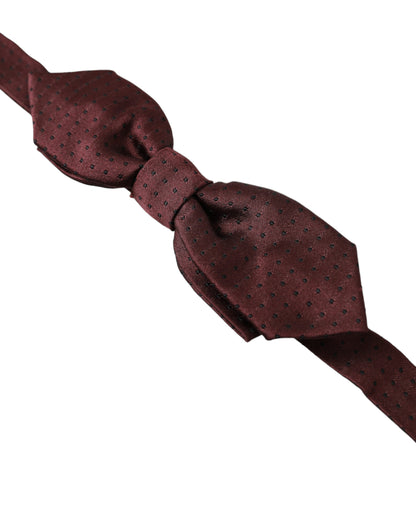 Dolce &amp;amp; Gabbana Röd Bordeaux Siden Smal Justerbar Halsringning Papillon Fluga