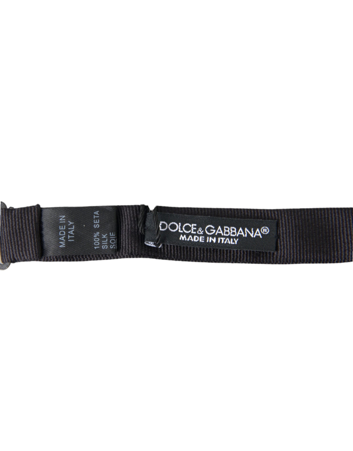 Dolce &amp;amp; Gabbana Svart Enfärgad Sidenfluga med Justerbar Halsringning från Papillon