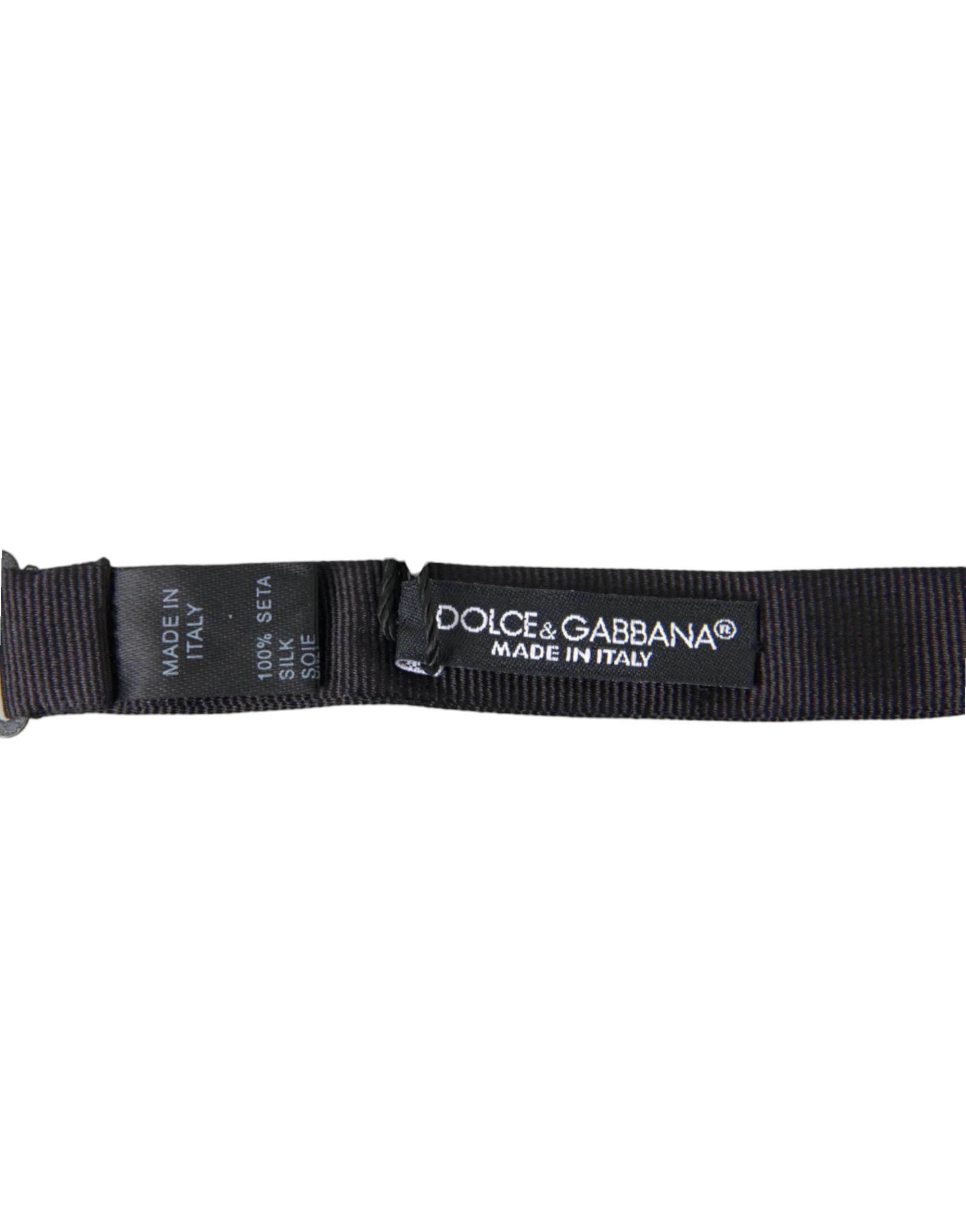 Dolce &amp;amp; Gabbana Svart Enfärgad Sidenfluga med Justerbar Halsringning från Papillon