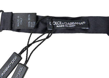 Dolce &amp;amp; Gabbana Mörkblå Siden Satin Justerbar Halsringning Herrfluga Papillon