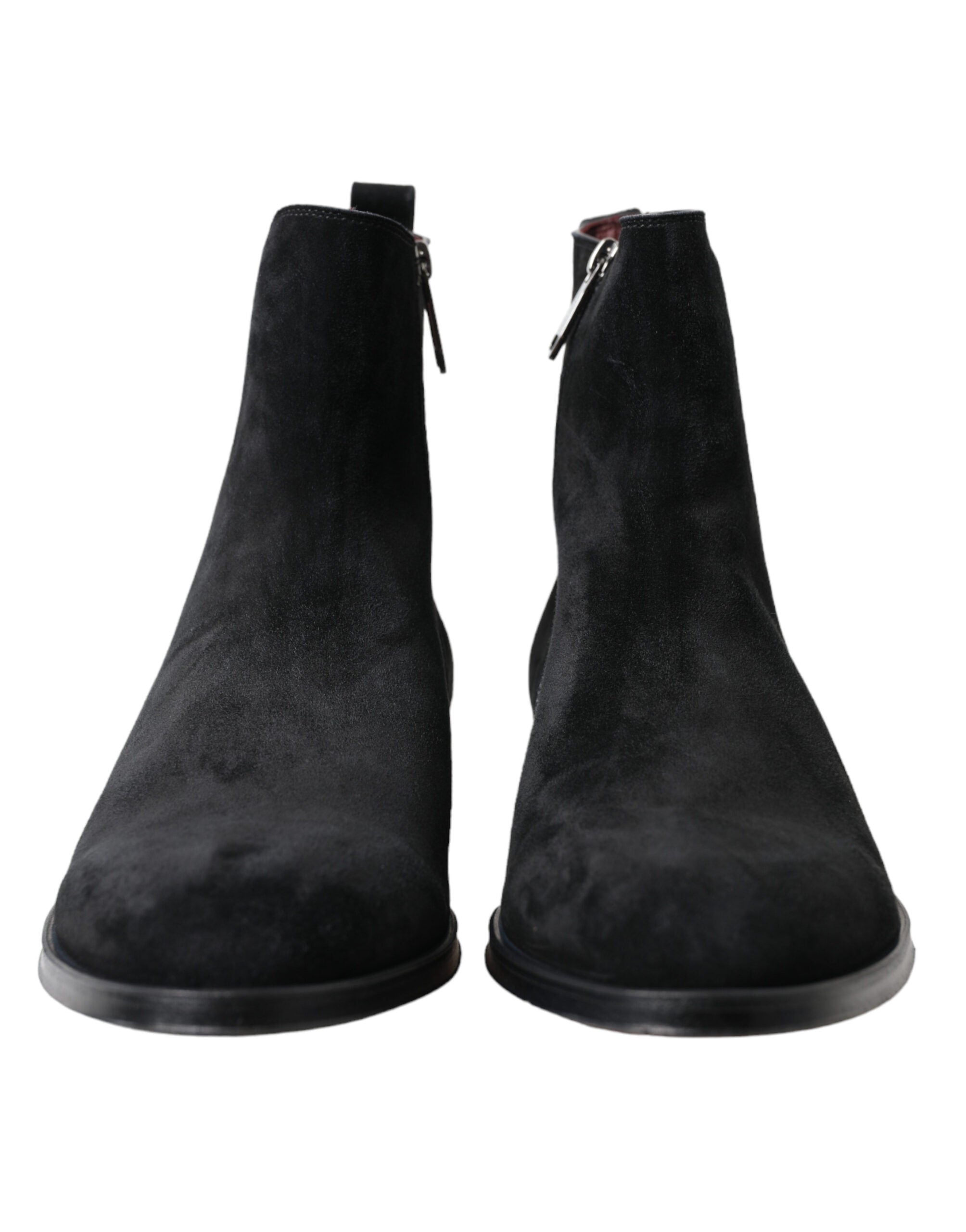 Dolce &amp; Gabbana Black Suede Leather Mid Calf Men Boots Shoes