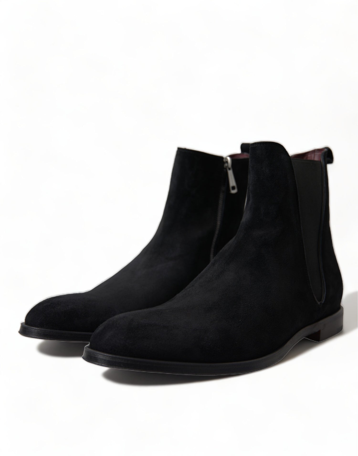 Dolce &amp; Gabbana Black Suede Leather Mid Calf Men Boots Shoes