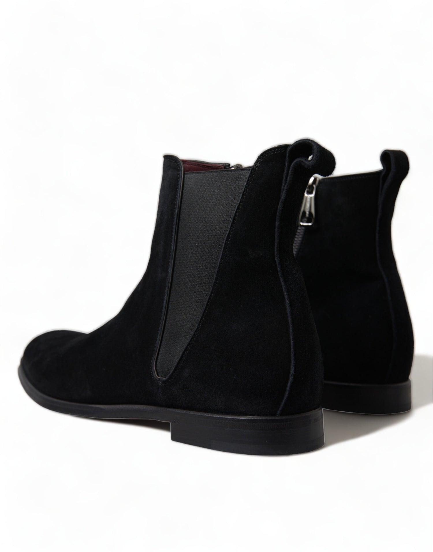 Dolce &amp; Gabbana Black Suede Leather Mid Calf Men Boots Shoes
