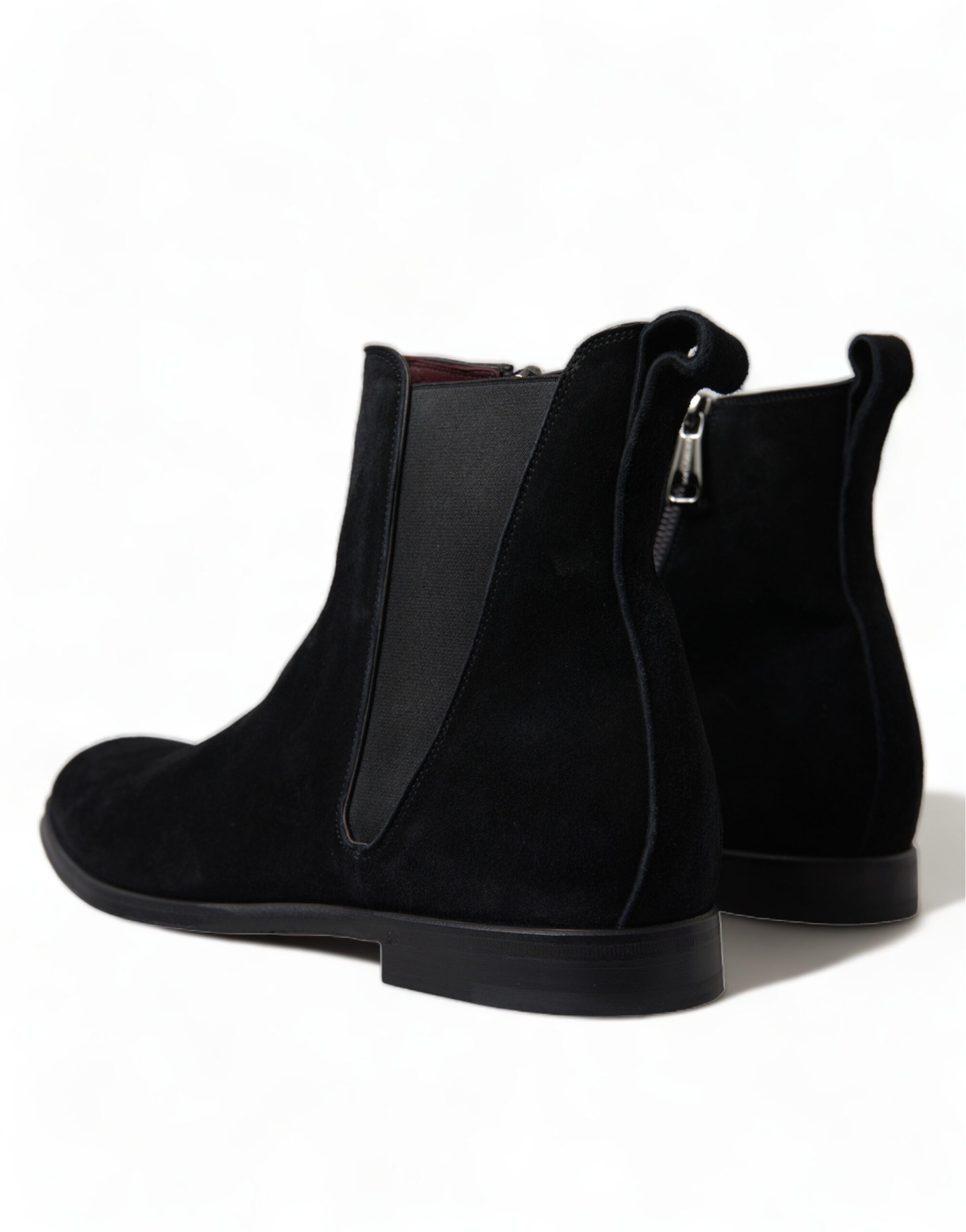 Dolce &amp; Gabbana Black Suede Leather Mid Calf Men Boots Shoes