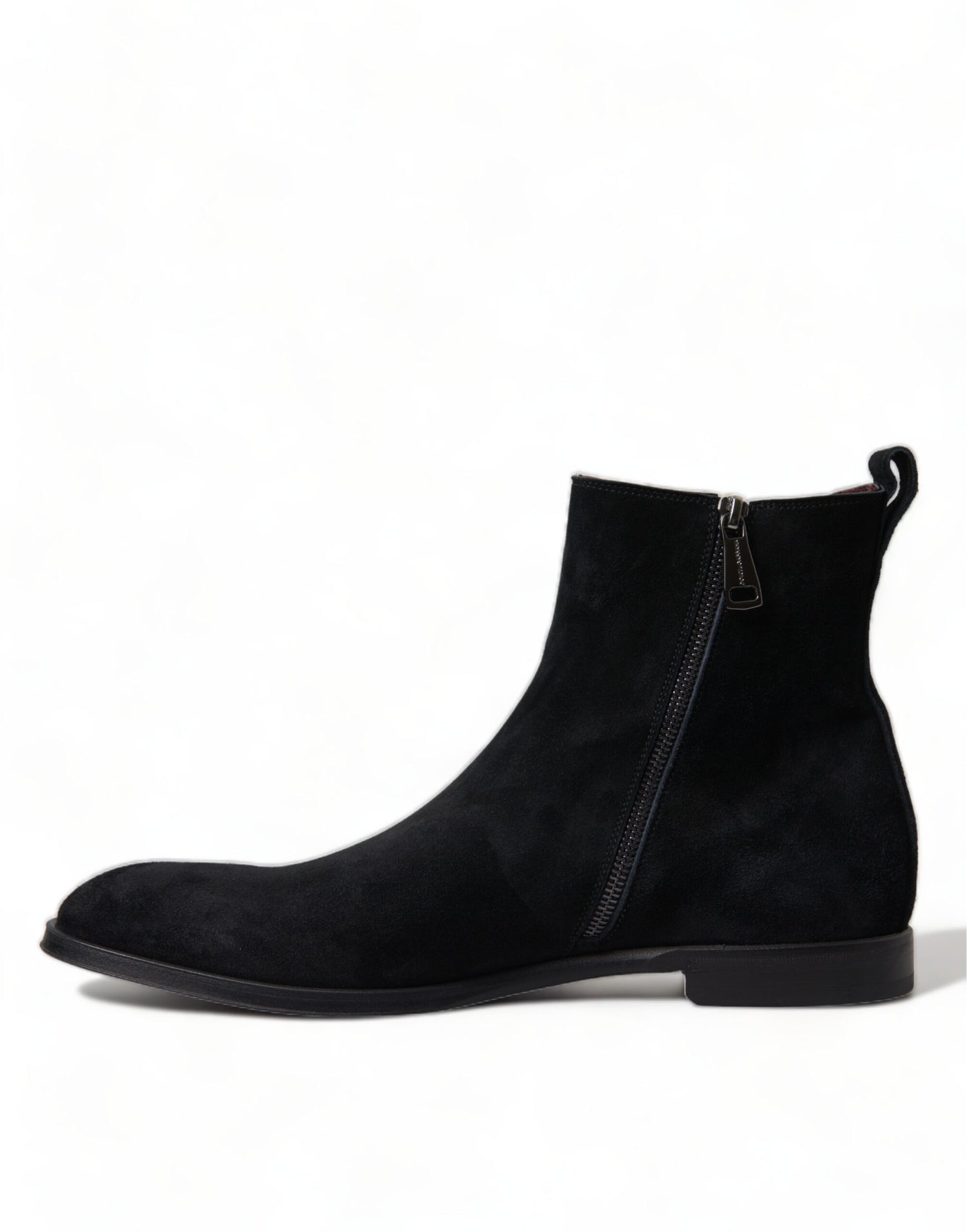 Dolce &amp; Gabbana Black Suede Leather Mid Calf Men Boots Shoes