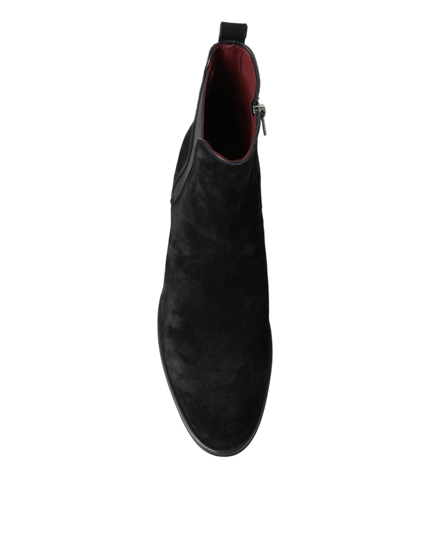 Dolce &amp; Gabbana Black Suede Leather Mid Calf Men Boots Shoes
