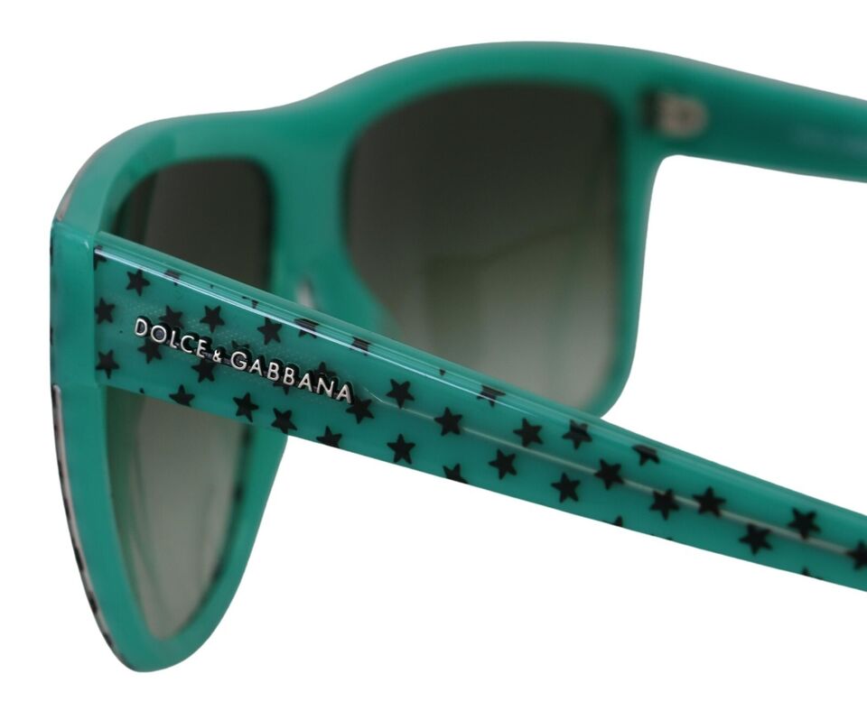 Dolce &amp; Gabbana Green Stars Acetate Square Shades Sunglasses