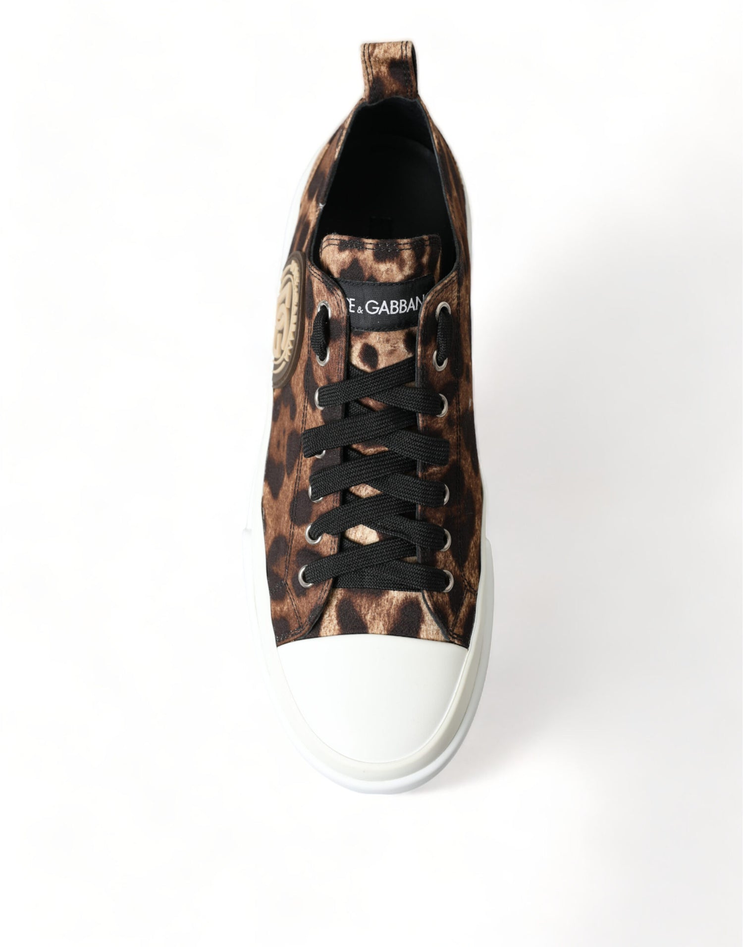 Dolce &amp; Gabbana Brown Leopard Canvas Sneakers Shoes