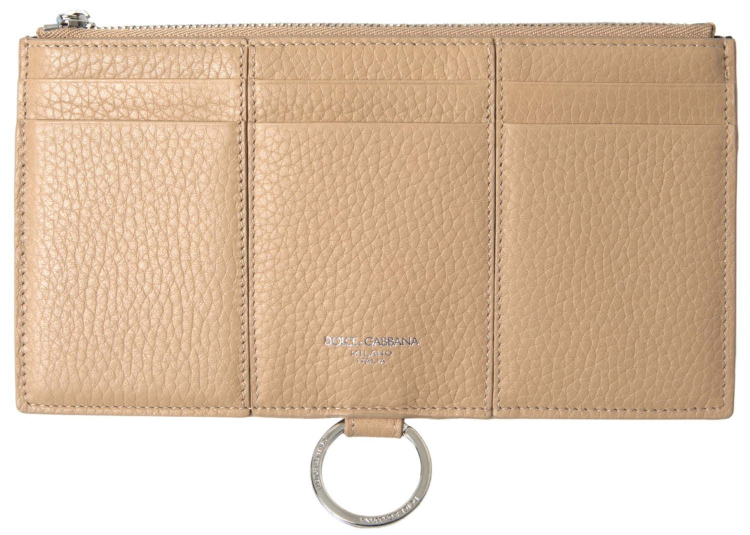 Dolce &amp; Gabbana Beige Leather Shoulder Cardholder Shoulder Strap Wallet