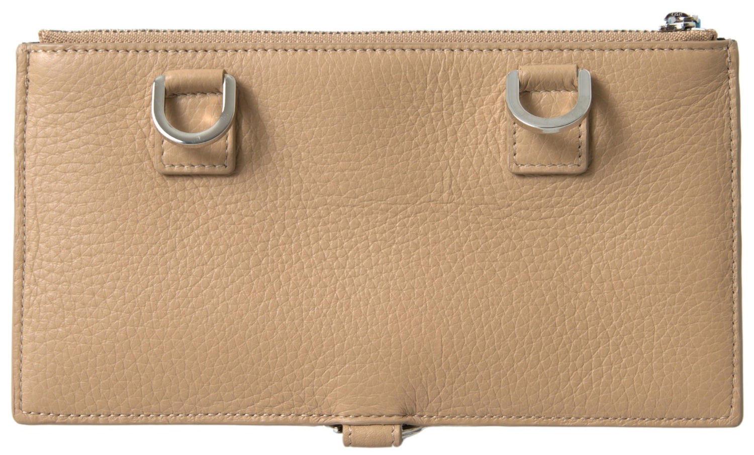 Dolce &amp; Gabbana Beige Leather Shoulder Cardholder Shoulder Strap Wallet