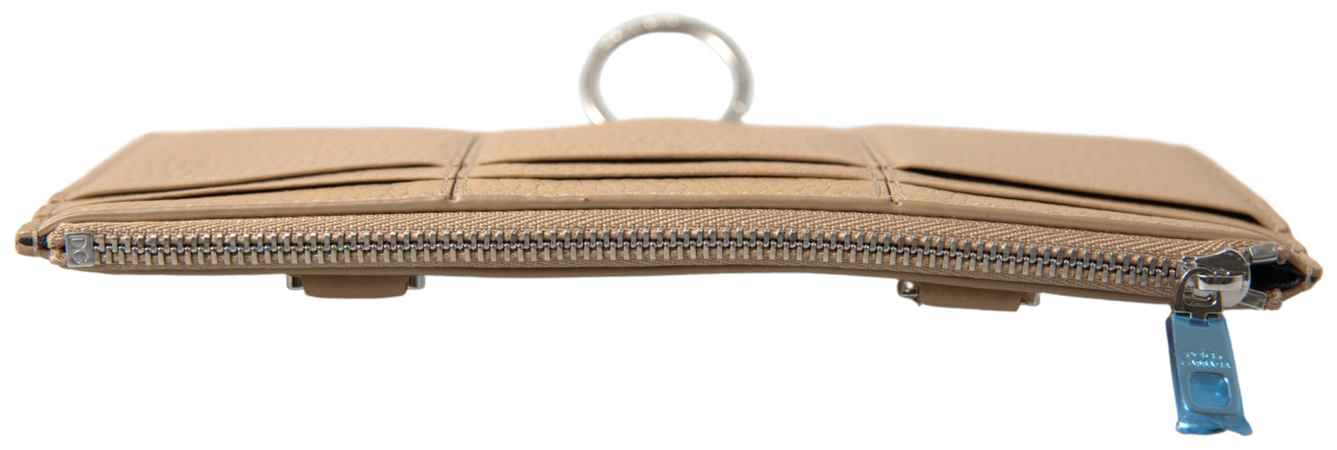 Dolce &amp; Gabbana Beige Leather Shoulder Cardholder Shoulder Strap Wallet