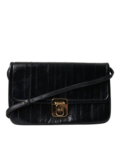 Dolce &amp; Gabbana Black Eelskin Leather Shoulder Document Organizer Bag