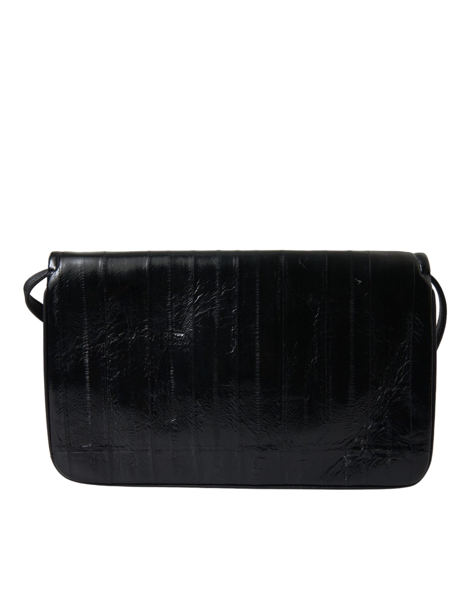 Dolce &amp; Gabbana Black Eelskin Leather Shoulder Document Organizer Bag