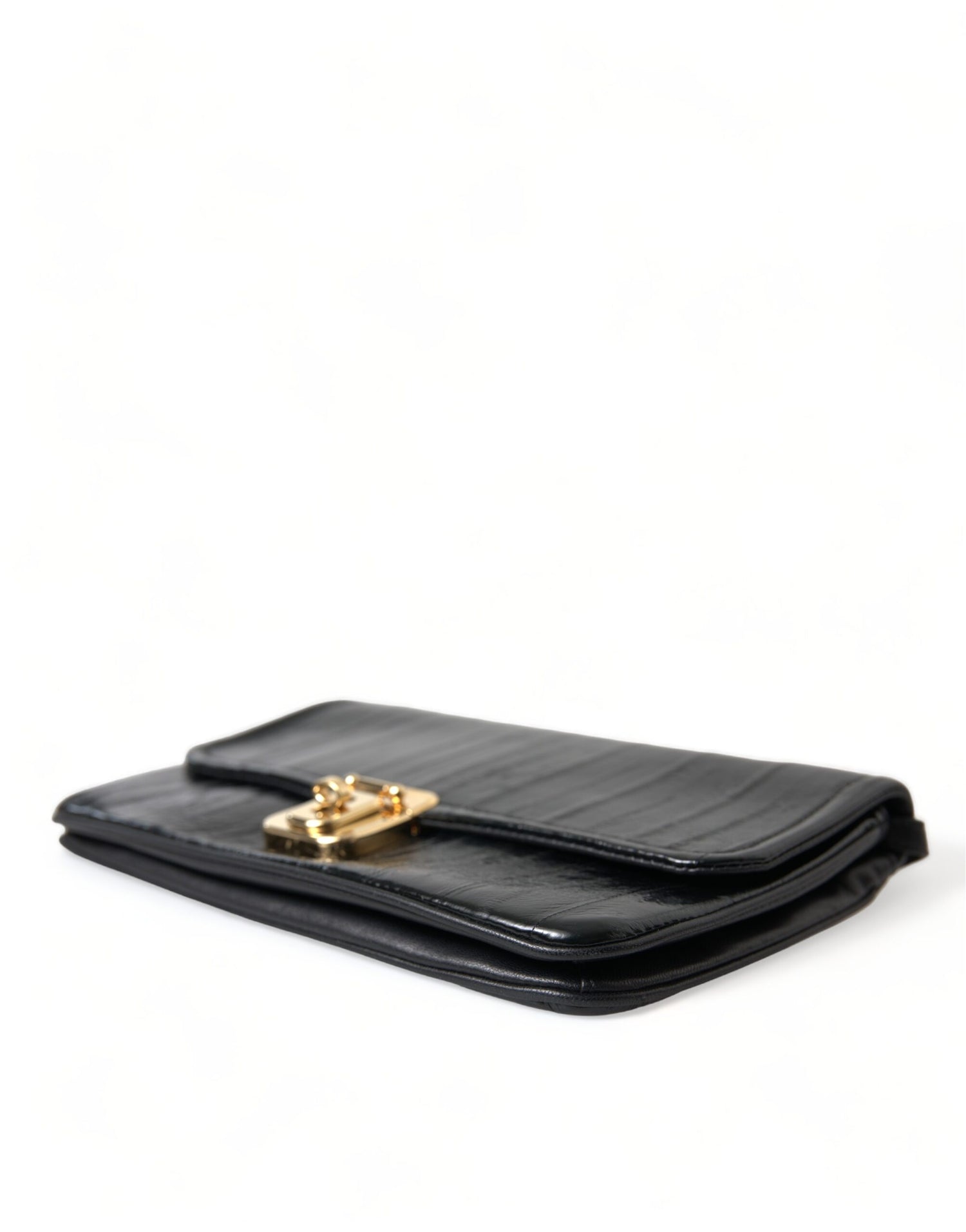 Dolce &amp; Gabbana Black Eelskin Leather Shoulder Document Organizer Bag