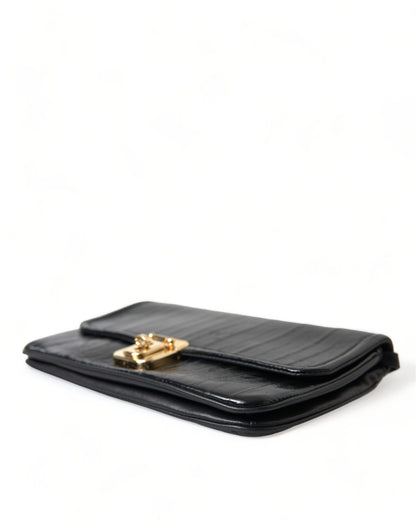 Dolce &amp; Gabbana Black Eelskin Leather Shoulder Document Organizer Bag