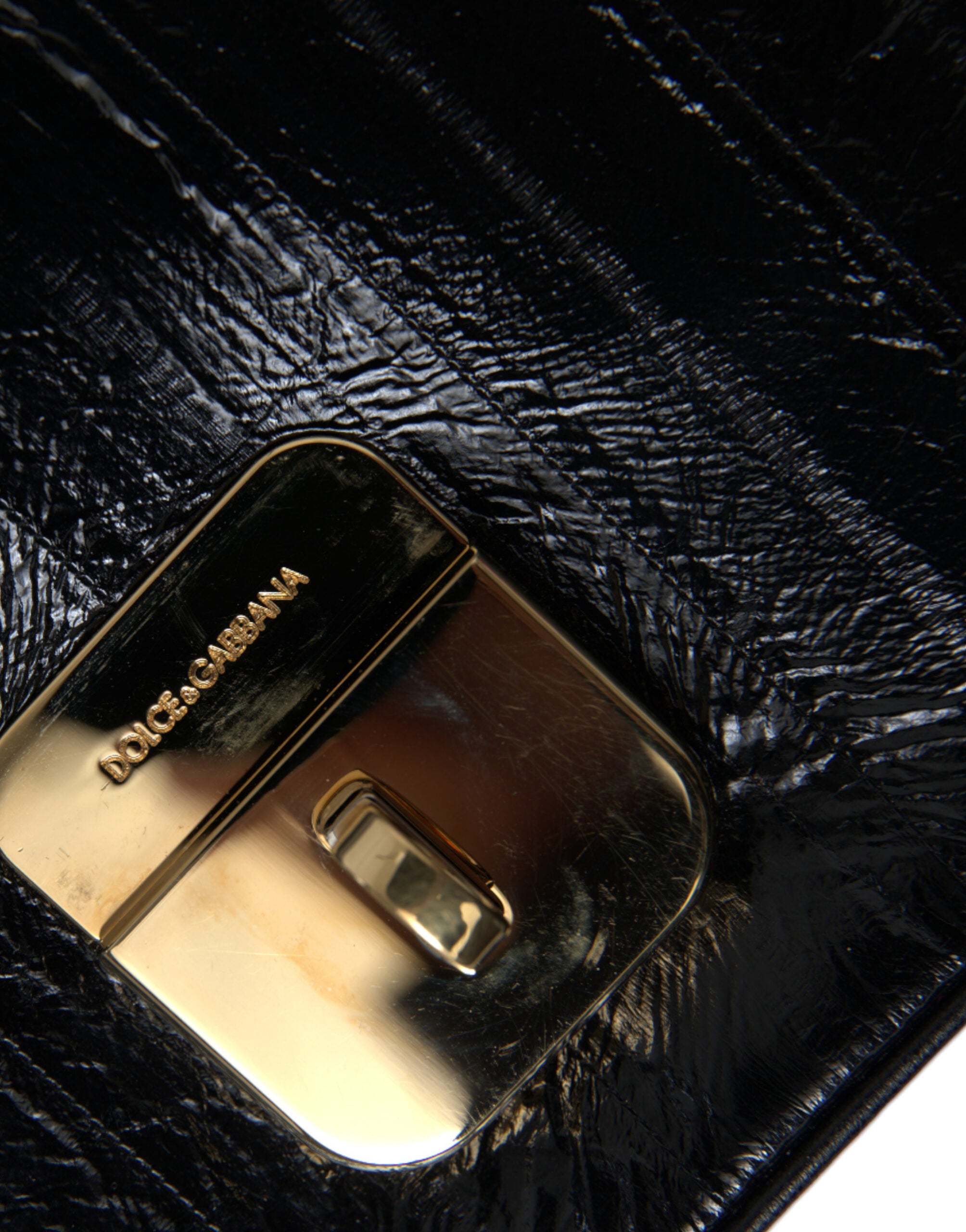 Dolce &amp; Gabbana Black Eelskin Leather Shoulder Document Organizer Bag