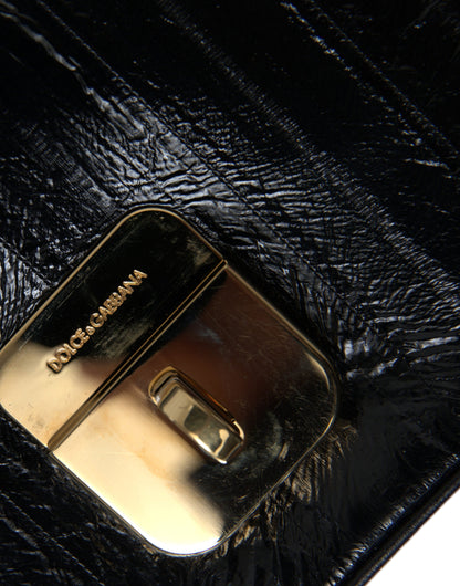 Dolce &amp; Gabbana Black Eelskin Leather Shoulder Document Organizer Bag
