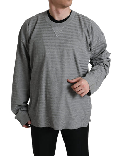 Dolce &amp; Gabbana Gray Crewneck Pullover Silk Top Sweater