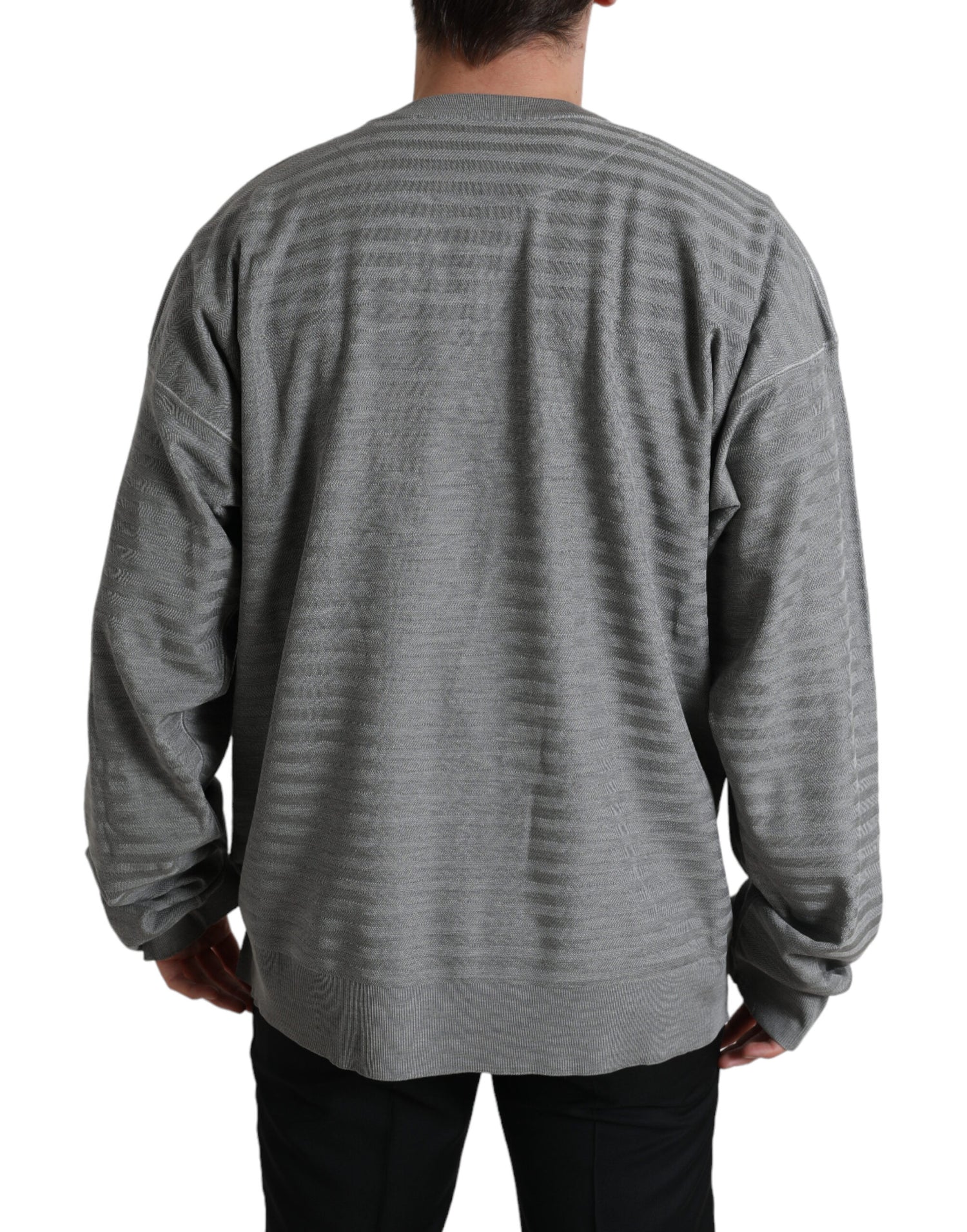 Dolce &amp; Gabbana Gray Crewneck Pullover Silk Top Sweater