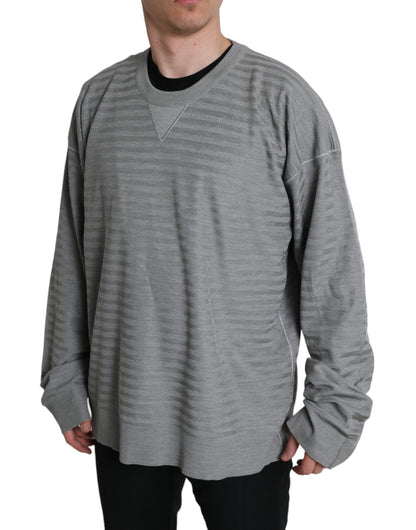 Dolce &amp; Gabbana Gray Crewneck Pullover Silk Top Sweater
