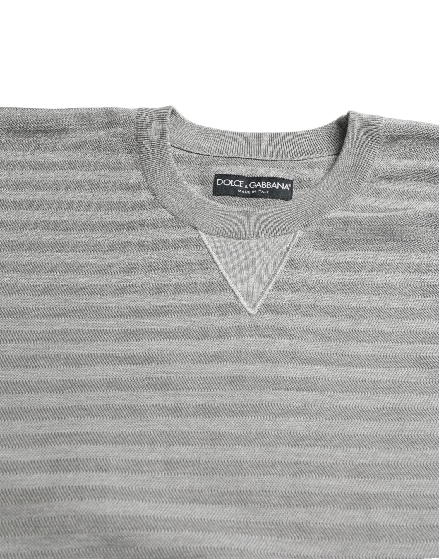 Dolce &amp; Gabbana Gray Crewneck Pullover Silk Top Sweater