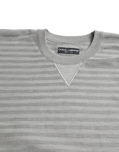 Dolce &amp; Gabbana Gray Crewneck Pullover Silk Top Sweater