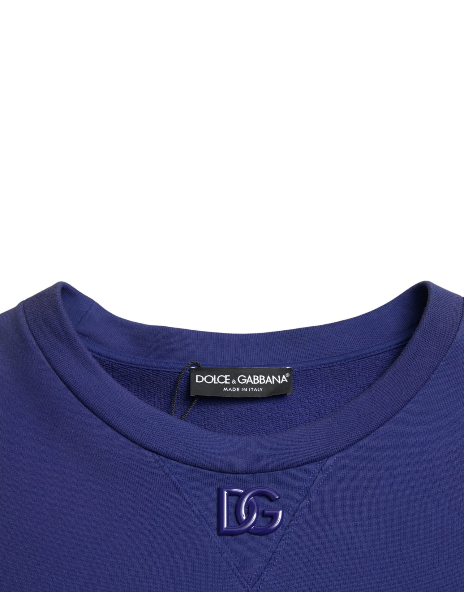 Dolce &amp; Gabbana Royal Blue Cotton Crewneck Pullover Sweater