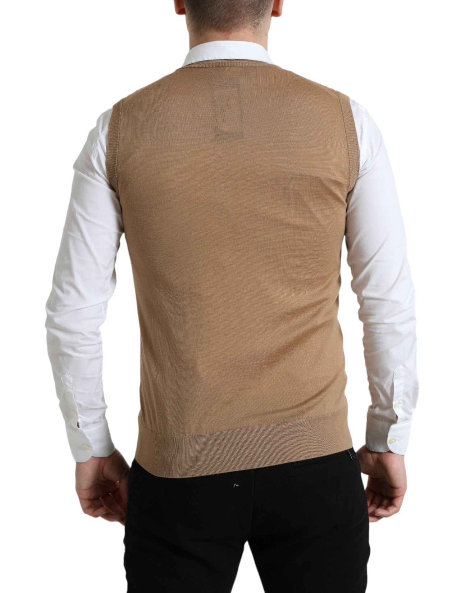 Dolce &amp; Gabbana Brown Wool Sleeveless Pullover Sweater